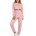 Price comparison product image Mounter Fashion Women Sports Sweatshirt Sets, Ladies Pure Color 2Pcs Tracksuit Casual T-Shirt Tops Gym Yoga Workout Mid Waist Running Pants 2 Piece Outfit Sport Wear Suit Sweatpants (Pink, XL)