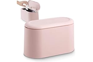 JEEZAO Tischmülleimer mit Aufpoppen Deckel, Mini Plastik Tisch Mülltonne,Schreibtisch Papierkorb für Badezimmer Büro Schreibtisch,Aufbewahrungsbox für Tiernahrung (Rosa)