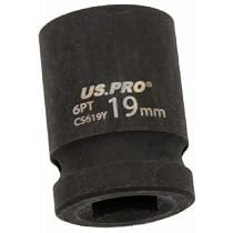 US PRO Werkzeuge Schlag-Stecknuss 19 Mm – 1/2 Zoll Antrieb, 38 Mm Lang, Aus CR-V Stahl