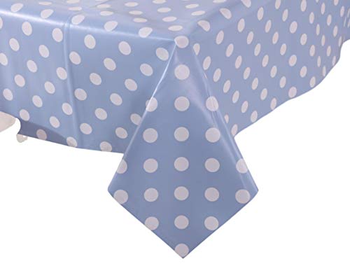 Vinylla lunares azul fácil de limpiar PVC mantel de hule, pvc, azul, Round(Dia.178cm)