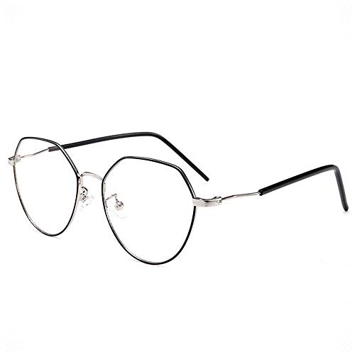 Preisvergleich Produktbild KERVINZHANG Blu-ray-unregelmäßige Retro-Brillengestell-Brillengläser Brillenglaslinse (Farbe : Schwarzes Silber)