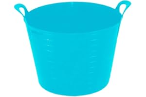 M1SS 26L Flexi Medium Multipurpose Flexible Plastic Storage Container Bucket Tub | 50L Plastic Bin with Clip Lock Lid Rubbish, Trash Can, Dustbin Waste or Storage of Animal Feed – (Sky Blue, 26L Flexi Tub)