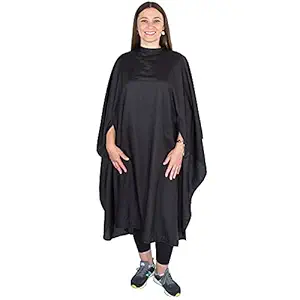 Hair Cutting Cape with Armholes - Professional Salon Cape - 100% Nylon - Haircut Cape - Hairdresser Cape - Styling Cape - Hair Gown - Hair Dressing Cape (Black), Cutting Cape - Black W/ Armholes, Adult Large