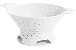 BLIMPLUS Blim Plus Scolapasta Cosmo diametro 25cm bianco opaco (Arctic) in plastica 100% riciclabile, Non Tossico, Lavabile in Lavastoviglie, Impugnatura Ergonomica, 4 piedini d’appoggio, fori svasati