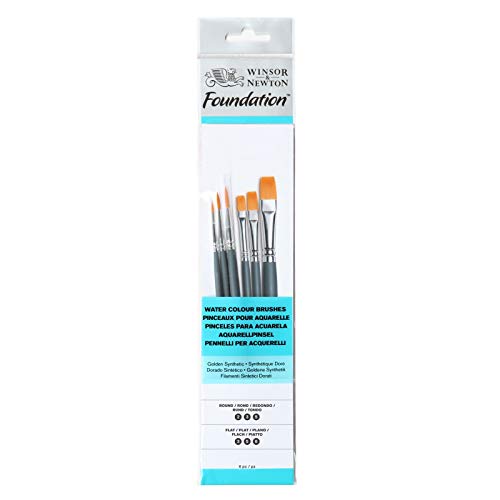 Winsor&Newton - Foundation 6 Pennelli Acquarello - Round 2, 3 , 5 - Flat 3,5,6