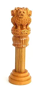 Craft Radhika Wooden 4 inch Ashoka Pillar Stambh for office/study table decoration I National Emblem for desk organizer