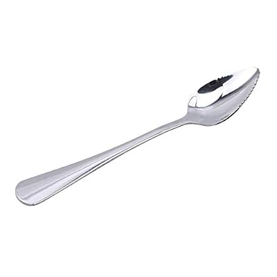 Li-ly Cuillère à pamplemousse Cuillère à dessert épaisse en acier inoxydable à bord dentelé Cuillère à fruits Coupe pratique et pratique
