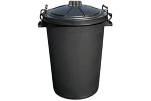 VTL® 85 LITRE HEAVY DUTY BIN LOCKING LID OUTDOOR RUBBISH DUSTBIN HORSES BLACK