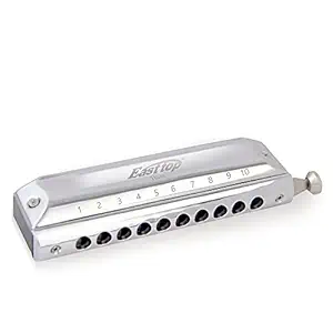East top Chromatic Mouth Organs Harmonica Key of C,10 Holes 40 Tones Chromatic Harmonica Mouth Organ for Adult Beginners and Professionals with Silver Cover(T10-40)