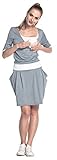 Happy Mama. Damen Midi Stillkleid Seitentaschen Lagendesign Halben Ärmeln. 698p - 2