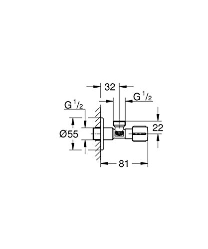 Grohe 22041000 Eckventil, für Einhandmischer mit angerauhtem Gewinde zum vereinfachten Eindichten, Wandanschluss 1/2 Zoll mit Schubrosette, Abgang 1/2 Zoll - 4