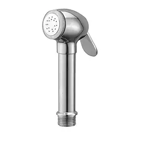 Oleanna HF-01 Moon Wall Mount Installation Type Brass Health Faucet Lever with Flexible Shower Tube (Medium, 1.5 m, Silver)