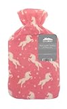 CC Hot Water Bottle with Beautiful Fleece Print Soft Cover Premium Natural Rubber 2 litre Hot Water Bag - Helps provide warmth and comfort (Multi Pink Unicorns)