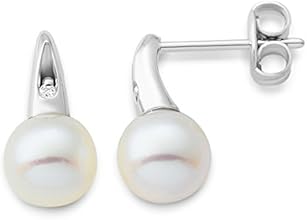 Miore - MG9096E - Boucles d'Oreilles Femme - Or blanc 375/1000 (9 carats) 0.93 gr - Diamant - Perle d'eau douce