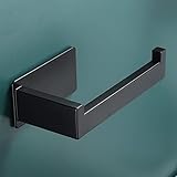 RUICER Toilettenpapierhalter Schwarz Ohne Bohren Klopapierhalter Selbstklebend Edelstahl, Klorollenhalter Einfache und Schnel