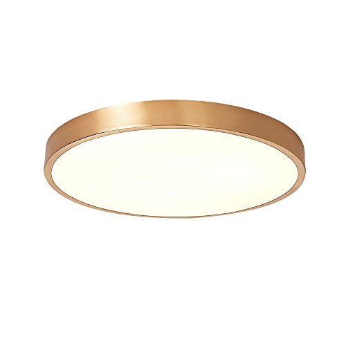 Preisvergleich Produktbild LED Deckenleuchte Modern Einfaches Deckenlampe Klassisch Kupfer Leuchte Dimmbar Zimmer Beleuchtung Deckenbeleuchtung Lampe für Wohnzimmer Schlafzimmer Esszimmer Kinderzimmer 27W L30*H4 cm