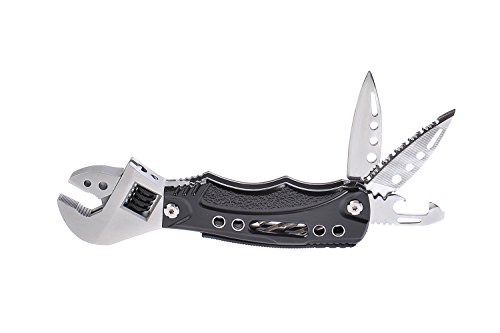 Huntington Traveler Premium Multifunktionswerkzeug: Rollgabelschlüssel, Schraubendreher mit auswechselbaren Bits (3 Bits – 2x Kreuz, 1x Flach), Klinge, Säge und Flaschen- / Dosenöffner, Edelstahl, MT093 (DE) - 4