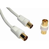 rhinocables TV Cable Coax Aerial Male to Male Coaxial Antenna AV Male to Male RF Fly Lead with Female Adapter Coupler for Fre