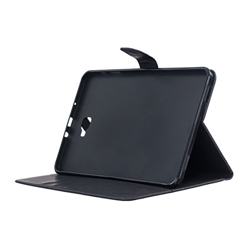 Romtronic Lederhülle Leder Tasche Case Cover für Samsung Galaxy Tab A 10.1 2016 (SM-T580 SM-T585) Hülle PU Schutz Etui Schale Feather Muster Design Backcover Flip Cover Wallet Case mit Standfunktion Karteneinschub und Magnetverschluß (schwarz) - 6