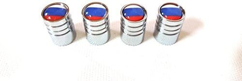 4x Car Valve Cap Chrome Valve with Russian Flag Russia Logo Valve for all Vehicles Cars, Lorries, Bus Models Set of 4