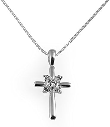 Decorative Sterling Silver and Zirconium Cross necklace. Perfect Christmas gift for her.