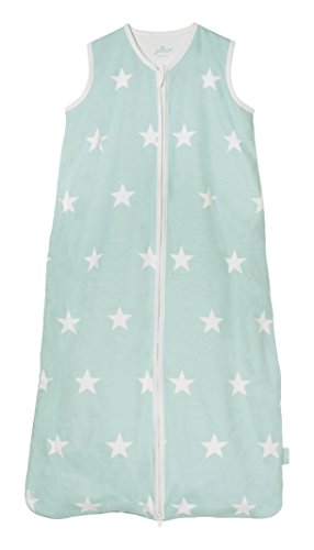 Jollein 048-529-65027 Schlafsack Sommer 110 cm, Jersey Little Star jade