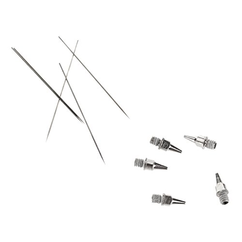 Gazechimp 5er/set 0,2 mm Airbrush Düse + 5x Edelstahl Nadel 0,2 mm für Airbrush Pistole
