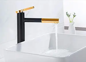 Aquieen Luxury Series Extended Body Hot & Cold Basin Mixer Basin Tap (Black Gold - Twist)