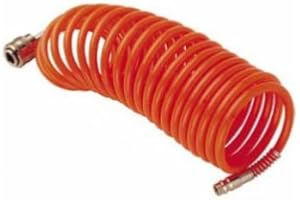 ABAC Tubo flessibile spiralato per aria compressa, diametro esterno 8 mm e diametro interno 6 mm. Completo di raccordi ad innesto rapido universali alle estremità. Lunghezza 5 metri