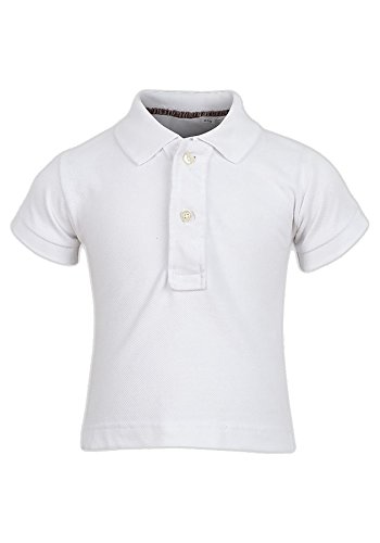 Baby Boys Toddler Short Sleeve 100% Cotton Plain Casual Polo T-Shirt Top - White - 6-12 Months