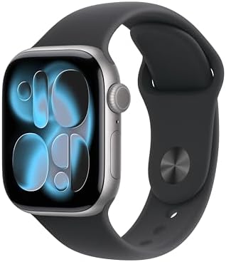 Apple Watch Series 11 GPS, Cassa 42 mm in alluminio grigio siderale con Cinturino Sport nero - M/L