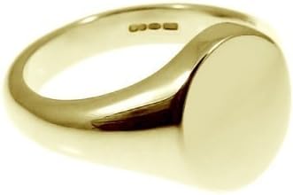 9ct Yellow Gold 11 x 9mm Womens Solid Stamped Plain Oval Heavy Signet Ring 9ct (5.7g) Size N