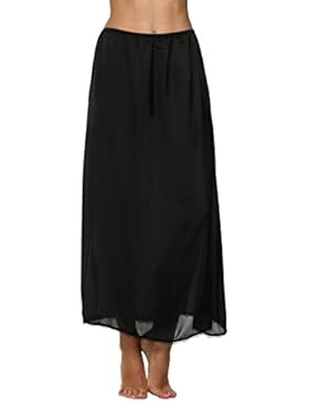 Avidlove Damen Satin/Spitze Glatt Dessous Lang Rock mit Spitzensaum Unterrock Einfarbig
