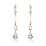 pendientes largos oro blanco y perlas El mejor regalo para las mujeres. El amor se lo transmitió a su esposa, hija, niña, maestra, novia, amigos, hermana, madre, etc., no hay límite de edad.