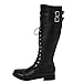 Produktbild Ziyou Mens Winter Retro Coole Schnür-Lange Western unterhalb der Knie Knight Style Classic Buckle Boots(48, Schwarz)