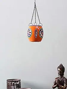 VarEesha Handpainted Hanging Orange Tea Lite-For Home Decor/ Wall Deco/ Lights/Lamps / Decoratives/ Gifts