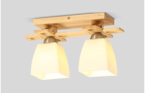 ZHDC® Ceiling Light, Simple Japanese Ceiling Light Living Room Ceiling Light Wooden Arcade Aisle Light LED Solid Wood Lamp E27 Easy to clean ceiling lamp ( Size : 2 Head )