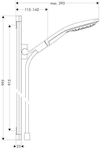 hansgrohe Raindance Select S 150 Brauseset, 0,90m, 3 Strahlarten, chrom - 7