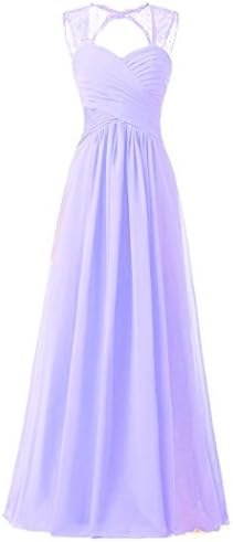 Carnivalprom Women's Sweetheart Bridesmaid Dress Long Evening Gown Lace Chiffon Prom Dress 16 Lavender