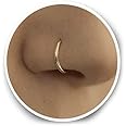 HOLDER Gold Nose rings Hoop 8mm -Tiny nose ring Sterling Gold Nose Ring Extra Thin Small Gold Nose Ring 0.5mm Diameter 6mm,8mm (8mm, Gold)
