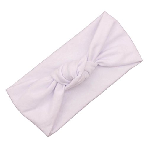 Baby Bow Hairband Koly Girls Photography Toddler Cute Kids Turban Knot Rabbit Headband Headwear (White)