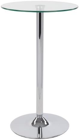 Baceno Fixed Height Curved Bar Stool and Round Clear Glass Table Package (Black)