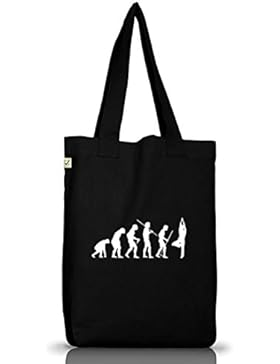 Shirtstreet24, EVOLUTION YOGA Jutebeutel Stoff Tasche Earth Positive, Größe: onesize,Black
