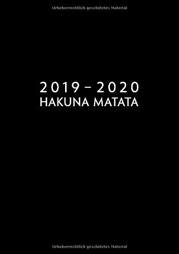 2019 - 2020: 1 Woche auf 2 Seiten | Wochenplaner ab KW35 | September 2019 bis August 2020 Kalender | Größe A5 | 52 Wochen Terminkalender Planer | Hakuna Matata