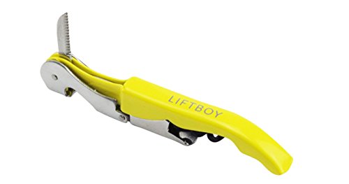 Liftboy Kellnermesser mit Doppelhebel in Gelb – Korkenzieher, Wein-Messer, Flaschenöffner, Kellner-Besteck mit Kapsel-schneider – Flaschen leicht Öffnen mit Sommeliermesser - 3