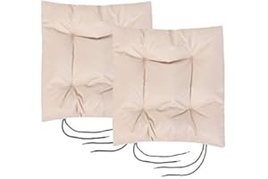 Gardenista Garden Chair Seat Cushion with Ties | Slip Free Hypoallergenic Tufted Pad | Water Resistant Thick Quality | Great for Indoors & Outdoors | Secure Ties (2 Piece, Stone)