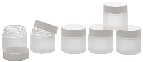 Matt Glas-Tiegel 30 ml m. Deckel, Leere Kosmetex Glas Creme-Dose, Kosmetik-Dose, 6× 30 ml Mattglas Weiß Deckel