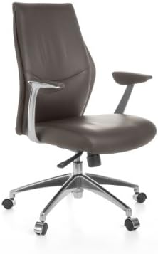 AMSTYLE office chair OXFORD 2 Real Leather Brown Design desk chair armrests Executive armchairs height adjustable swivel chair synchronous mechanism 120KG Swivel armchair X-XL upholstered back-rest headrest Ergonomically
