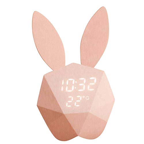 Preisvergleich Produktbild SHENGY Kinder elektronischer Wecker Nachtlicht, Erwachen LED-Leuchten, Rabbit Sound Induction Lampe, USB wiederaufladbar, Dekoration Home Schlafzimmer Baby,Pink