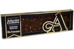 El Artesano - Turrón de Chocolate Puro 50% con Almendra Marcona, Sabor Intenso y Textura Crujiente, Maridaje Perfecto para Amantes del Chocolate y Frutos Secos, Irresistible y Artesanal